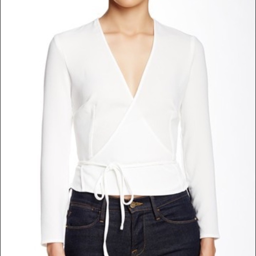 American Apparel Crepe Long Sleeve Wrap Blouse